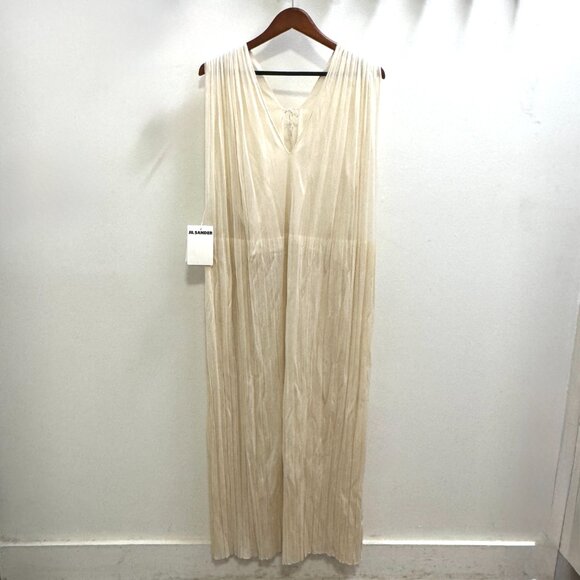 Jil Sander V-Neck Pleated Midi Dress US 4 - Picture 4 of 9